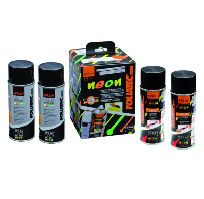 Foliatec Spray Vinilo (Dip) Neon 4-Piezas Juego - Rojo 2x400ml + Base Coat 2x400ml